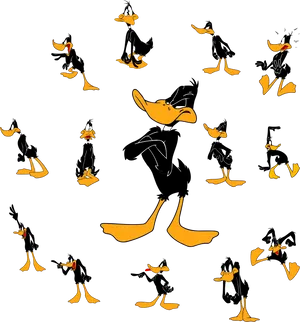 Daffy Duck Expressions Pattern PNG Image