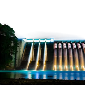 Dam Illumination Night View Png 06292024 PNG Image