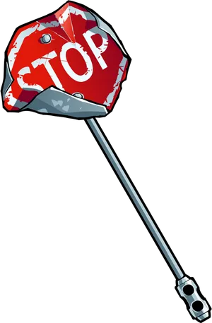 Damaged Stop Sign Illustration PNG Image