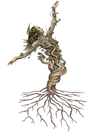 Dancing Vine Woman Artwork PNG Image