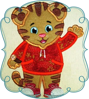 Daniel Tiger Embroidered Character PNG Image