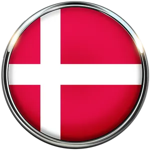 Danish National Flag Button PNG Image