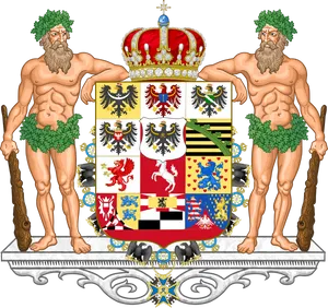 Danish_ Royal_ Coat_of_ Arms_ Supported_by_ Wild_ Men PNG Image