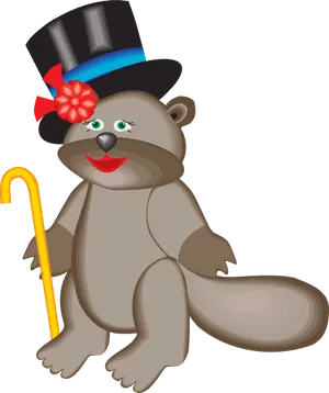 Dapper Beaver Cartoon Character PNG Image