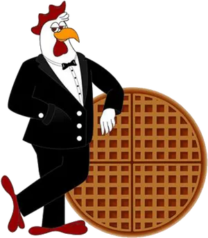 Dapper Chicken With Waffle PNG Image