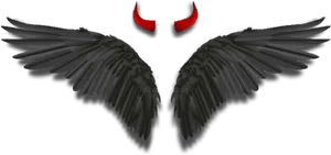 Dark_ Angel_ Wings_with_ Horns PNG Image