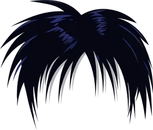 Dark Blue Anime Hairstyle PNG Image