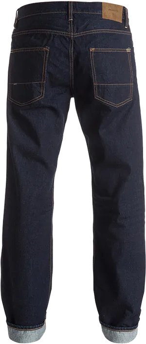 Dark Blue Denim Jeans Back View PNG Image