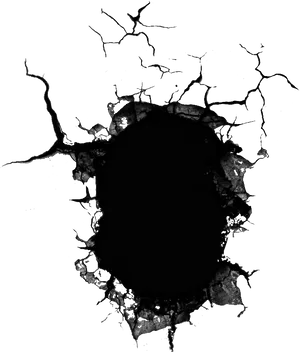 Dark Cracked Surface Hole PNG Image