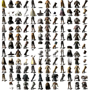 Dark Fantasy Armor Set Collection PNG Image