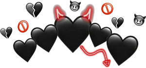 Dark Heartsand Devil Emoji PNG Image