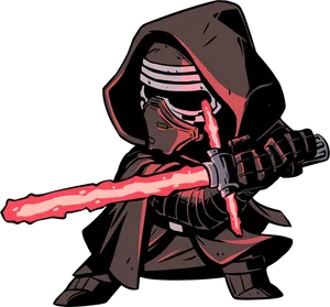 Dark Warrior With Lightsaber PNG Image