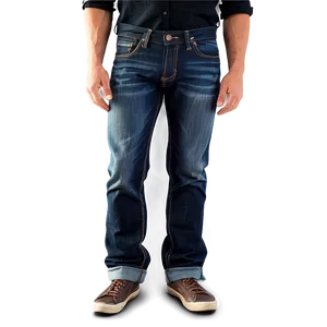 Dark Wash Folded Jeans Png Rum PNG Image