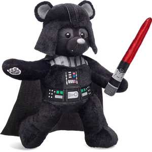 Darth Vader Themed Bear With Lightsaber PNG Image