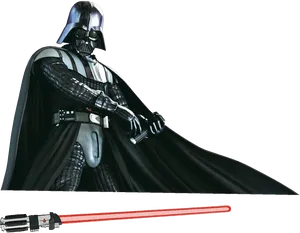 Darth Vader With Lightsaber PNG Image