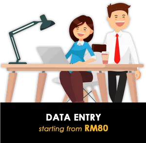 Data Entry Promotion Office Setting PNG Image