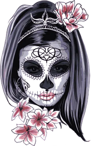 Dayofthe Dead Sugar Skull Art PNG Image