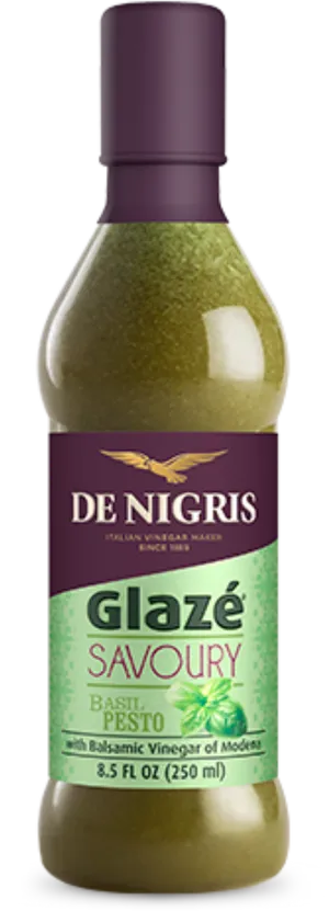 De Nigris Basil Pesto Balsamic Glaze Bottle PNG Image