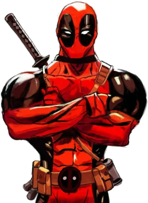 Deadpool Arms Crossed Illustration PNG Image