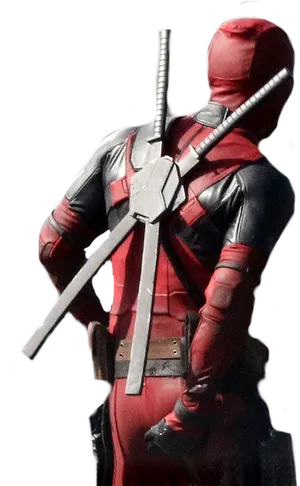 Deadpool Backshotwith Katanas PNG Image