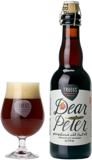 Dear Peter Wild Fruit Ale Bottleand Glass PNG Image