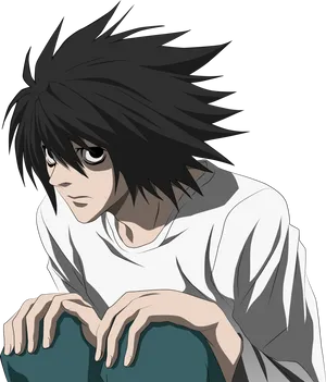 Death Note Character Brooding Pose PNG Image