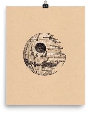 Death Star Sketch Artwork PNG Image