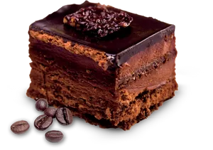 Decadent Chocolate Cake Slice PNG Image