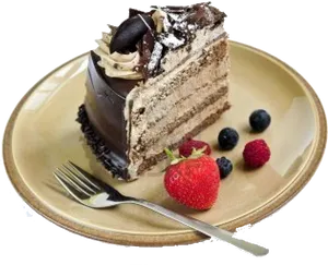 Decadent Chocolate Cake Slice PNG Image