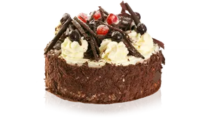 Decadent Chocolate Cakewith Berriesand Shavings PNG Image