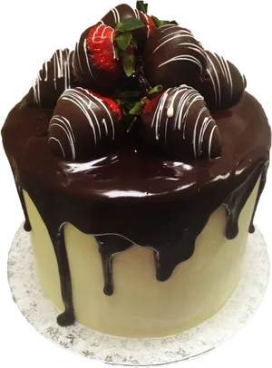 Decadent Chocolate Covered Strawberry Cake PNG Image