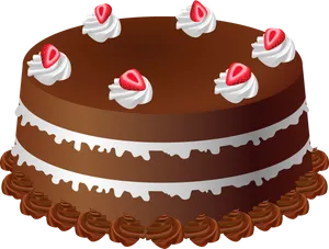 Decadent Strawberry Chocolate Cake PNG Image