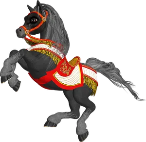 Decorated Carousel Horse Illustration PNG Image