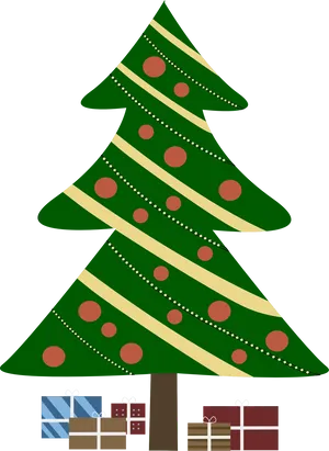 Decorated Christmas Treewith Presents PNG Image