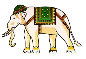 Decorated Indian Elephant Illustration PNG Image