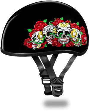 Decorated Skull Motorcycle Helmet PNG Image