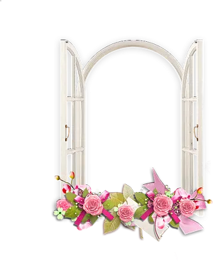 Decorative Arch Photo Framewith Flowers PNG Image