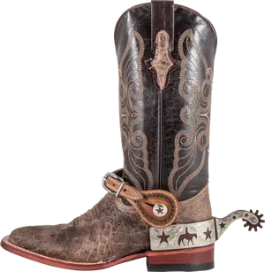 Decorative Cowboy Bootwith Spurs PNG Image