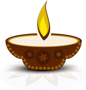 Decorative Diwali Diya Illustration PNG Image