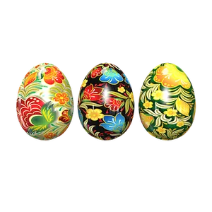 Decorative Easter Eggs Floral Patterns PNG Image