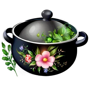 Decorative Floral Cooking Pot Png Jaa PNG Image