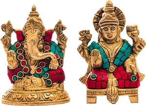 Decorative Ganeshand Lakshmi Statues PNG Image