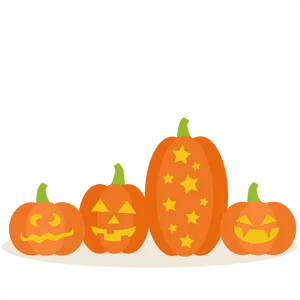 Decorative Halloween Pumpkins Vector PNG Image