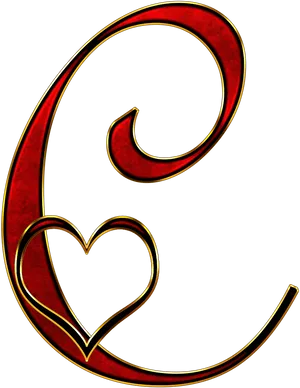 Decorative Letter Cwith Heart PNG Image