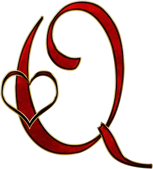 Decorative Letter Qwith Heart Design PNG Image