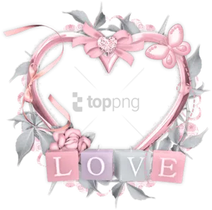 Decorative Love Heart Frame PNG Image