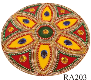 Decorative Rangoli Designwith Beadsand Stones PNG Image