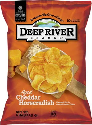 Deep River Snacks Aged Cheddar Horseradish Chips Package PNG Image