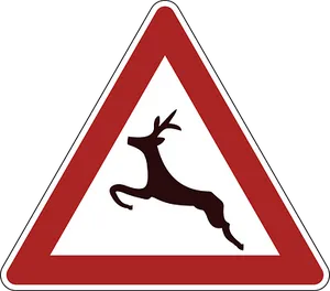 Deer Crossing Road Sign PNG Image