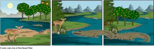 Deerand Crocodile Comic Strip PNG Image